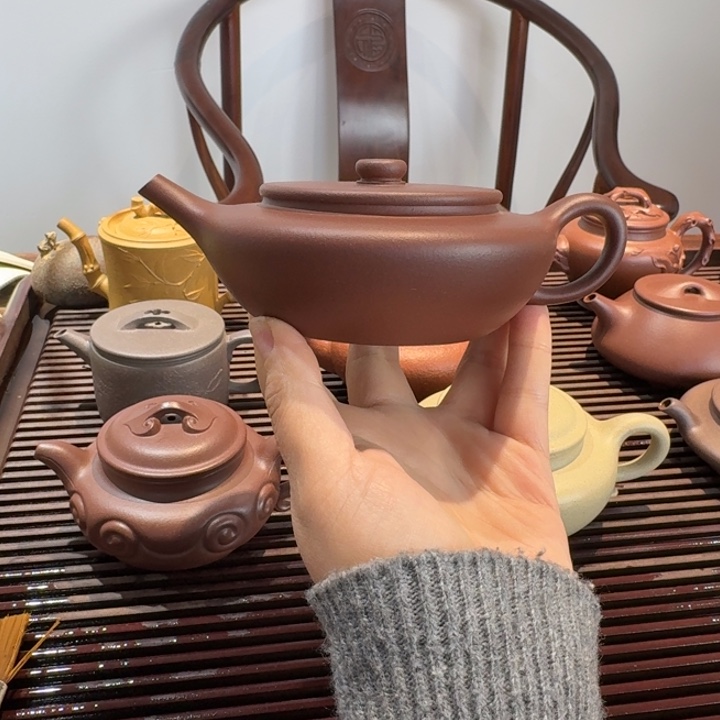 茶壶紫砂紫泥扁晨