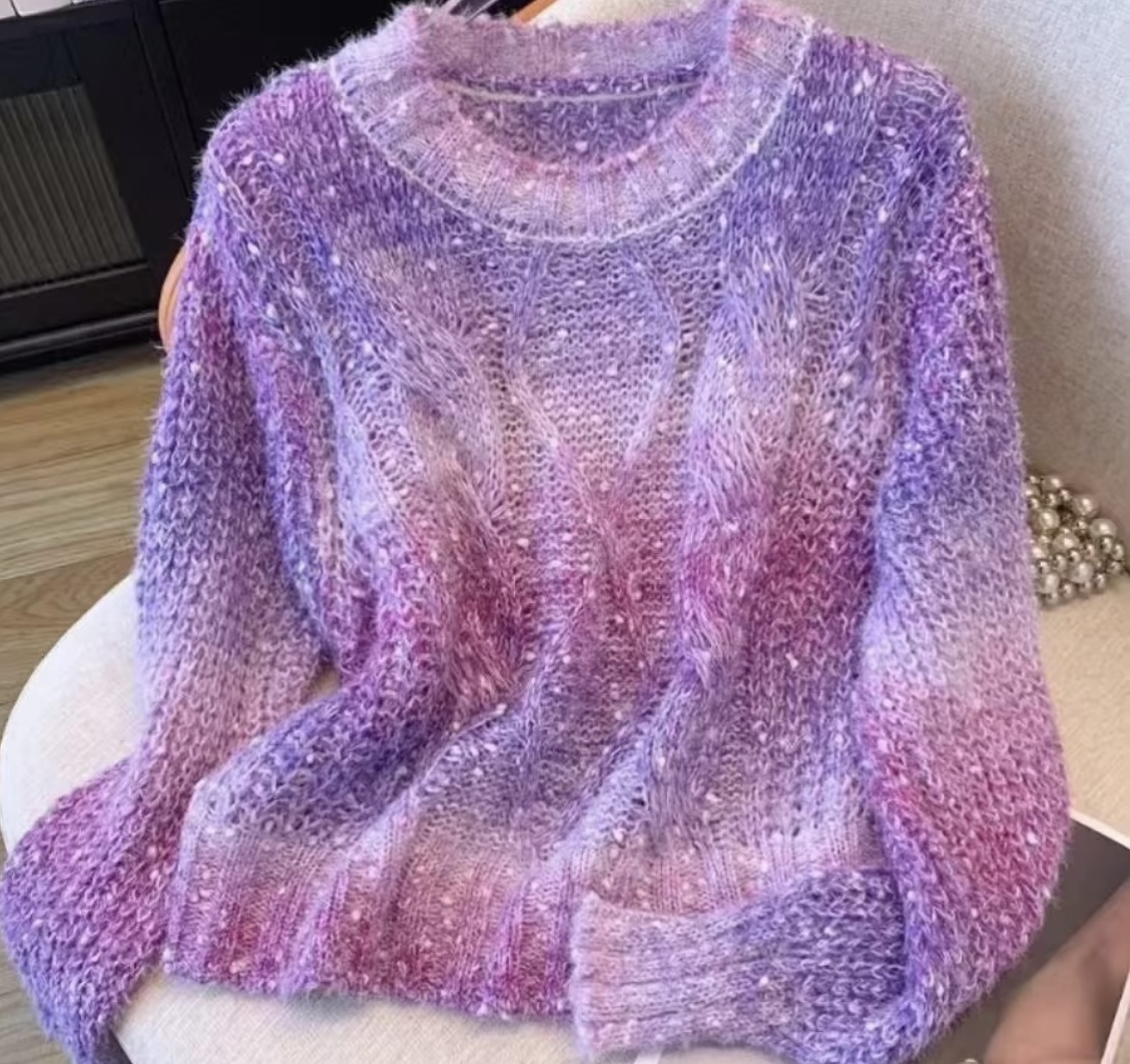 真丝马海毛渐变蛋糕线手工编织围巾羊毛绒毛手编毛衣毛线毛线围巾