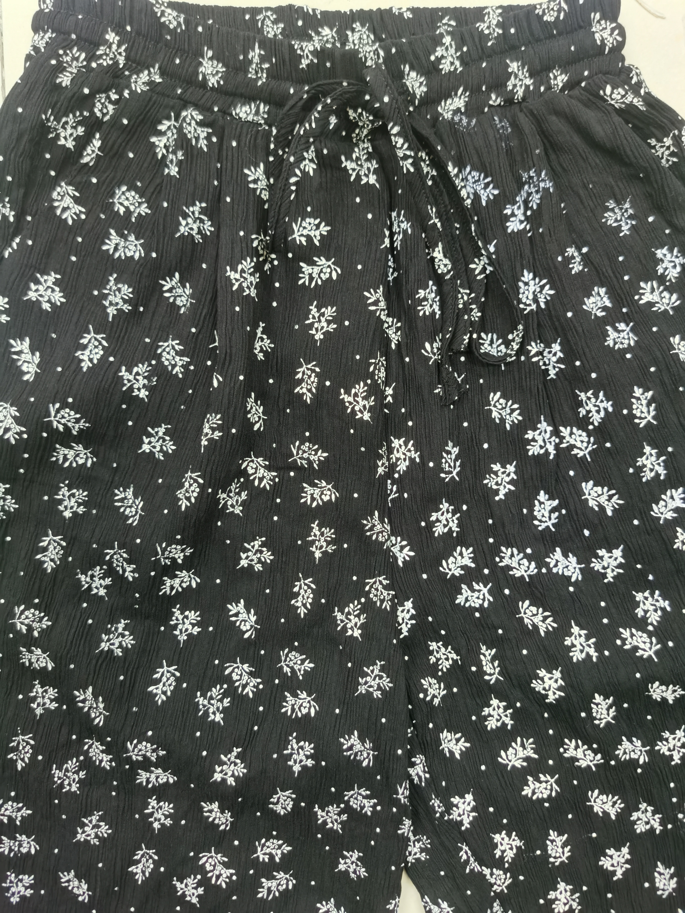 夏季韩系复古碎花松紧腰休闲裤