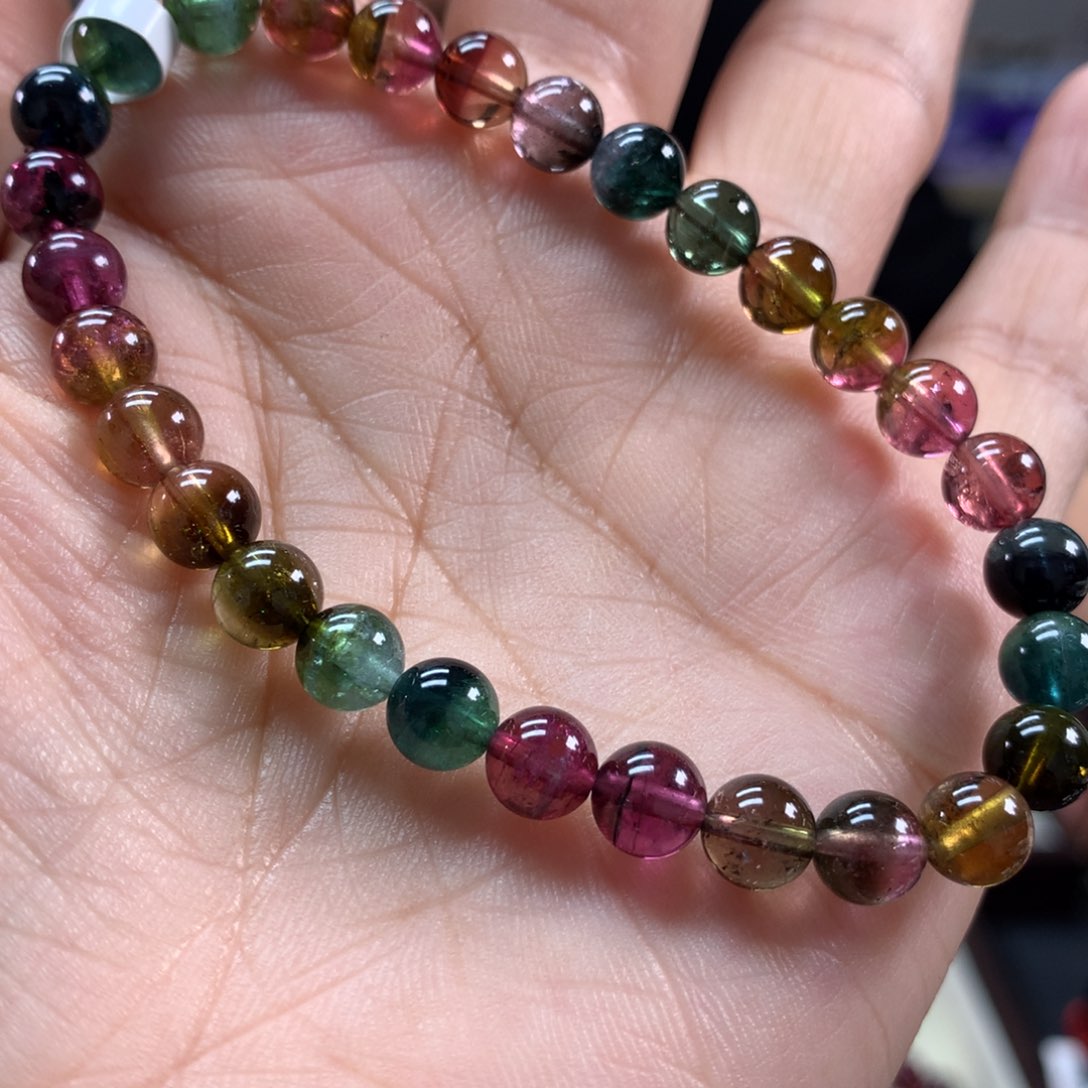 碧玺手链未镶嵌6.3毫米左右