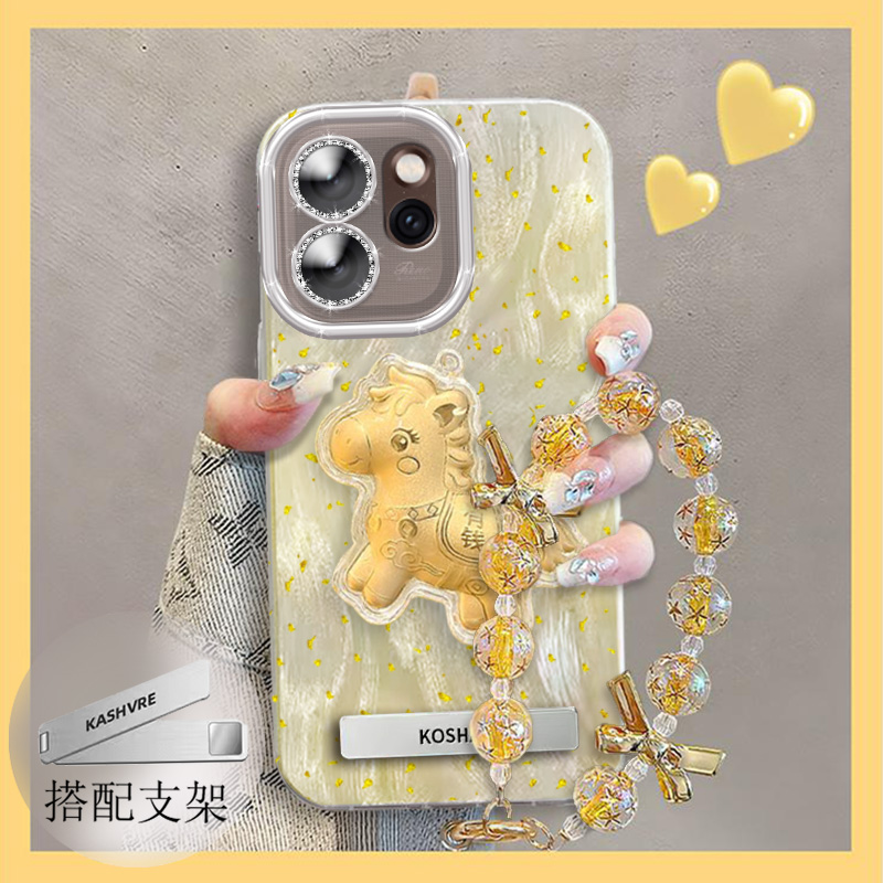 带镜头膜OPPOReno15手机壳PLW110新年金箔有钱小马reno15pro软壳