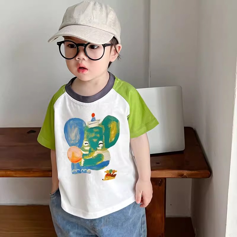 纯棉小象儿童新款T恤卡通男女童短袖宽松宝潮款半袖上衣洋气夏装
