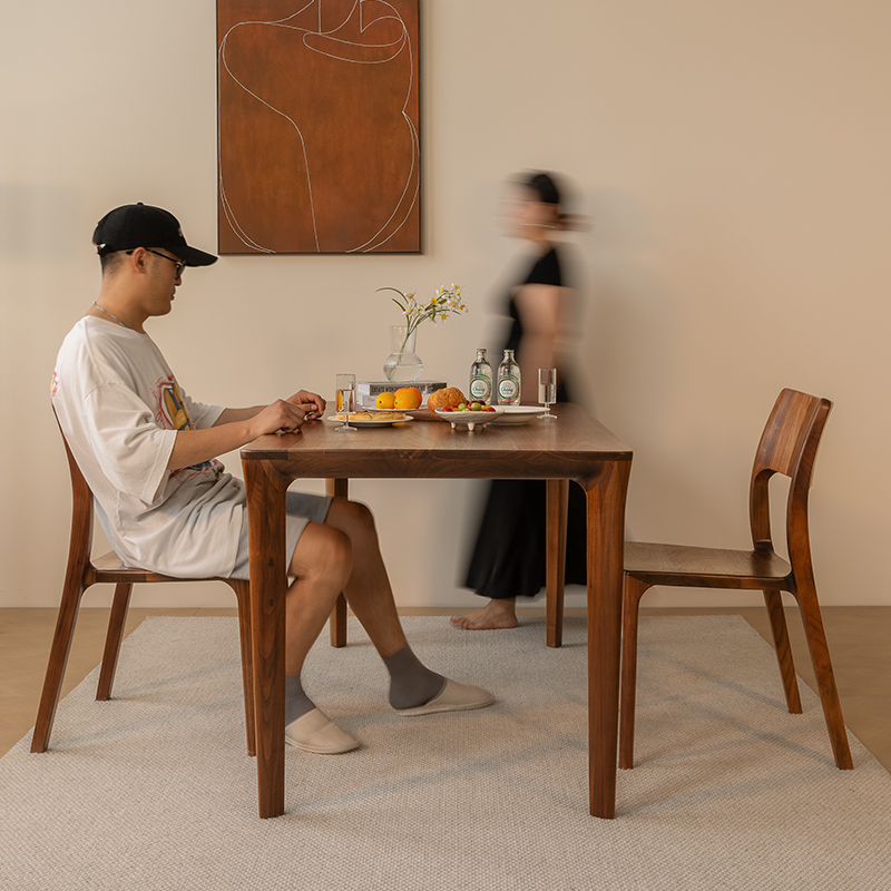 MIZEO 米卓/北美黑胡桃木中古餐桌现代极简中式茶桌实木平川餐桌