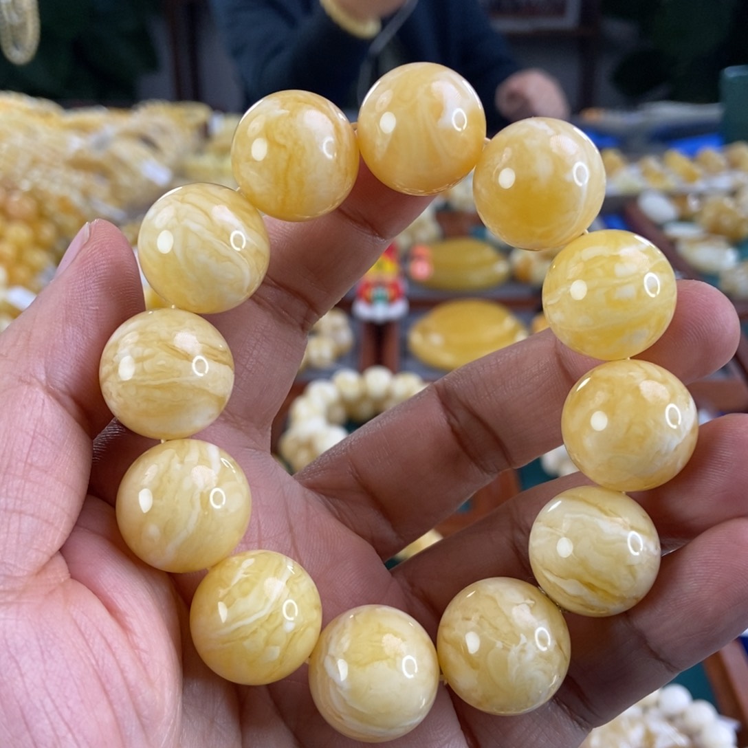 琥珀珠宝奇石未镶嵌19+虎皮纹手串47.96