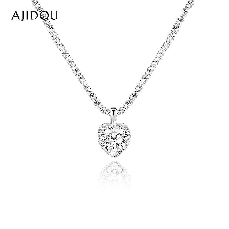 合金项链 AJIDOU阿吉豆项链女款银色时尚爱心吊坠