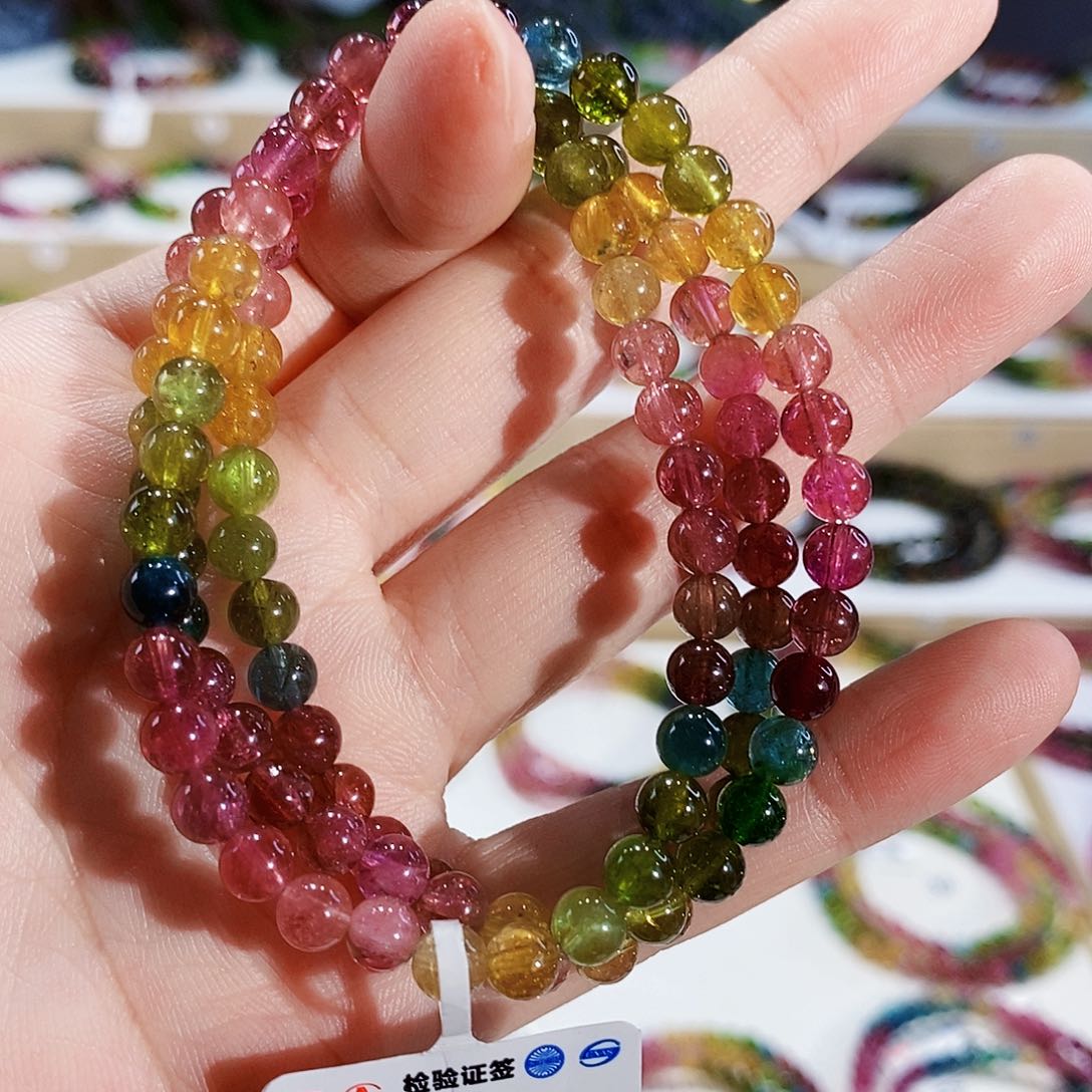 碧玺手链未镶嵌G2470三圈颜色微差