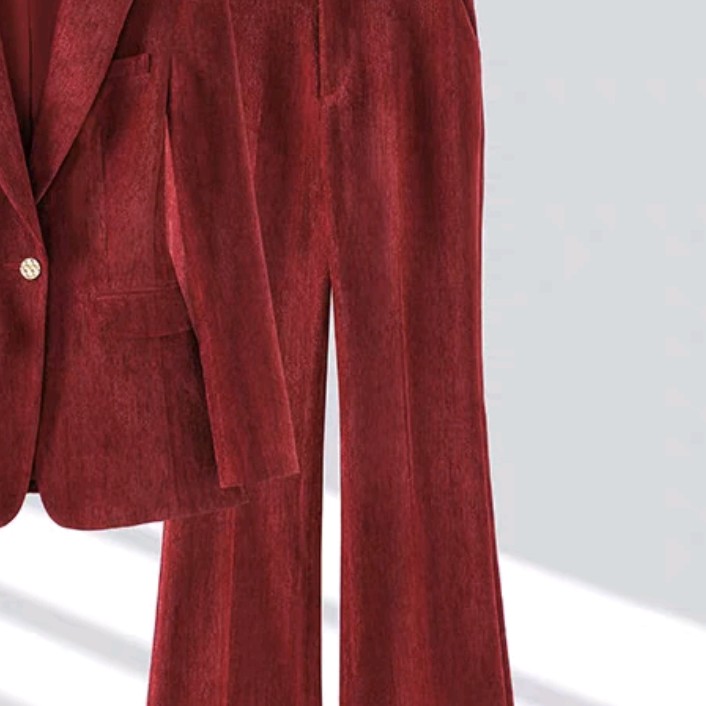 A区B920红色丝绒秋冬新款高级气质西裤
