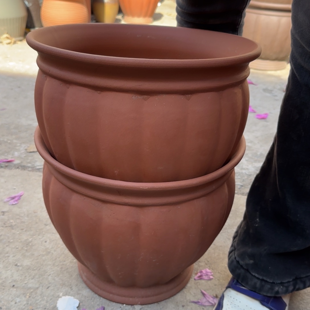 紫砂花盆口32高26宜兴紫砂底部火裂