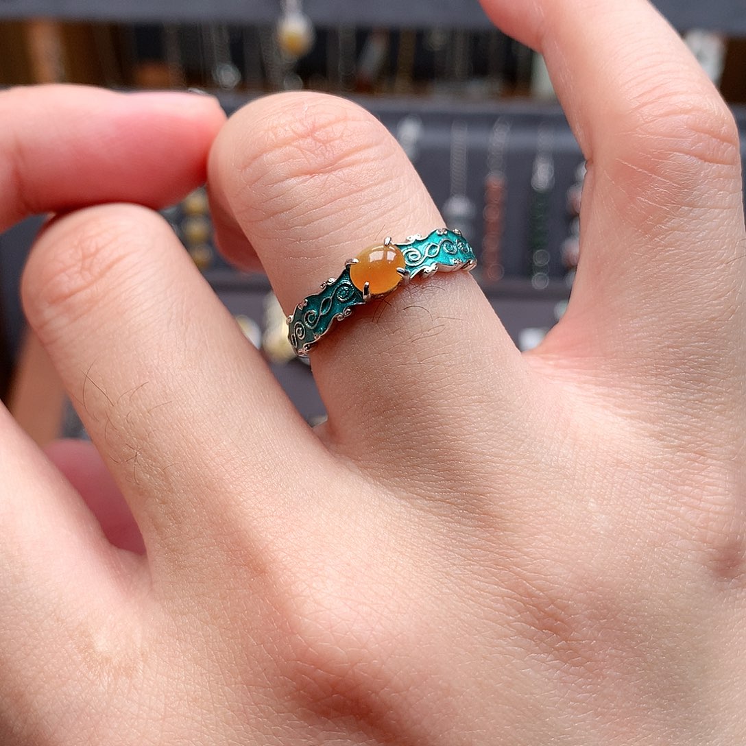 翡翠银S925镶嵌戒指0015