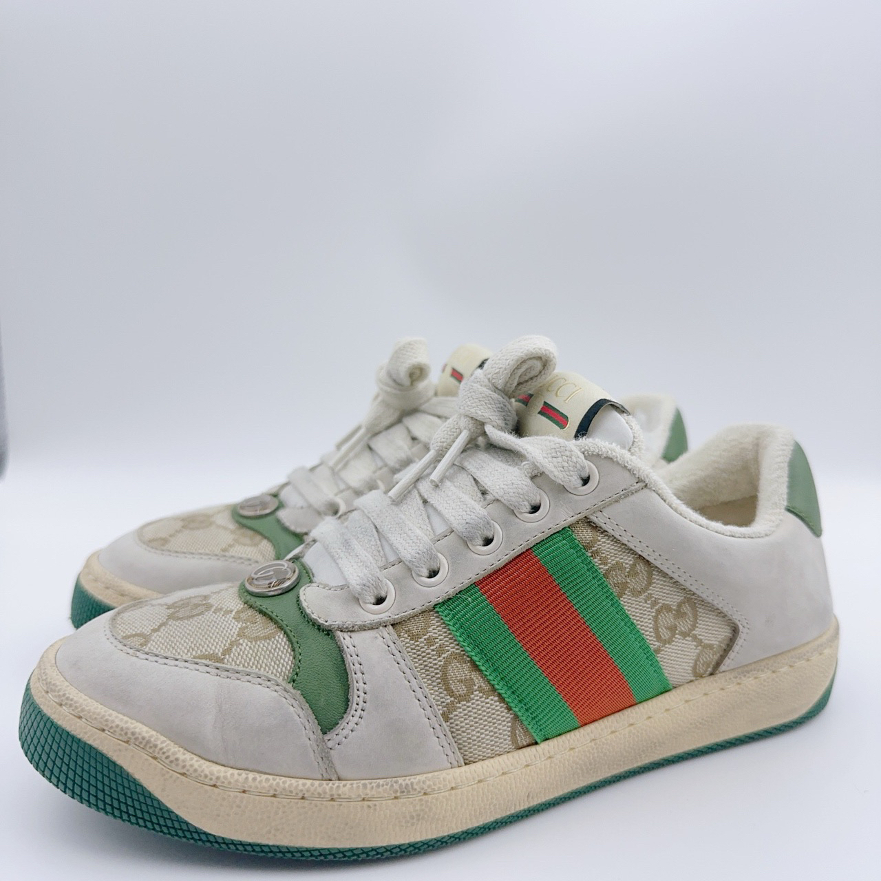 95新 GUCCI/古驰 /35码/经典绿色小脏鞋/00505