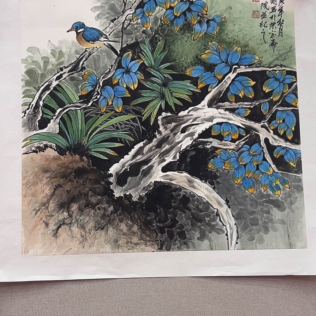 国画朱大明原作溯源带证件合影视频