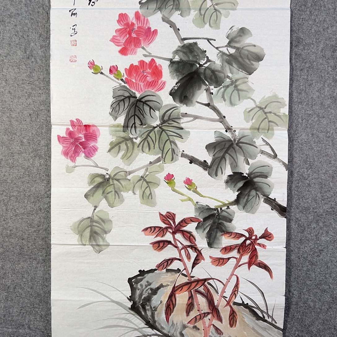 国画468 花鸟在树丛的顶端鸣叫叫声响