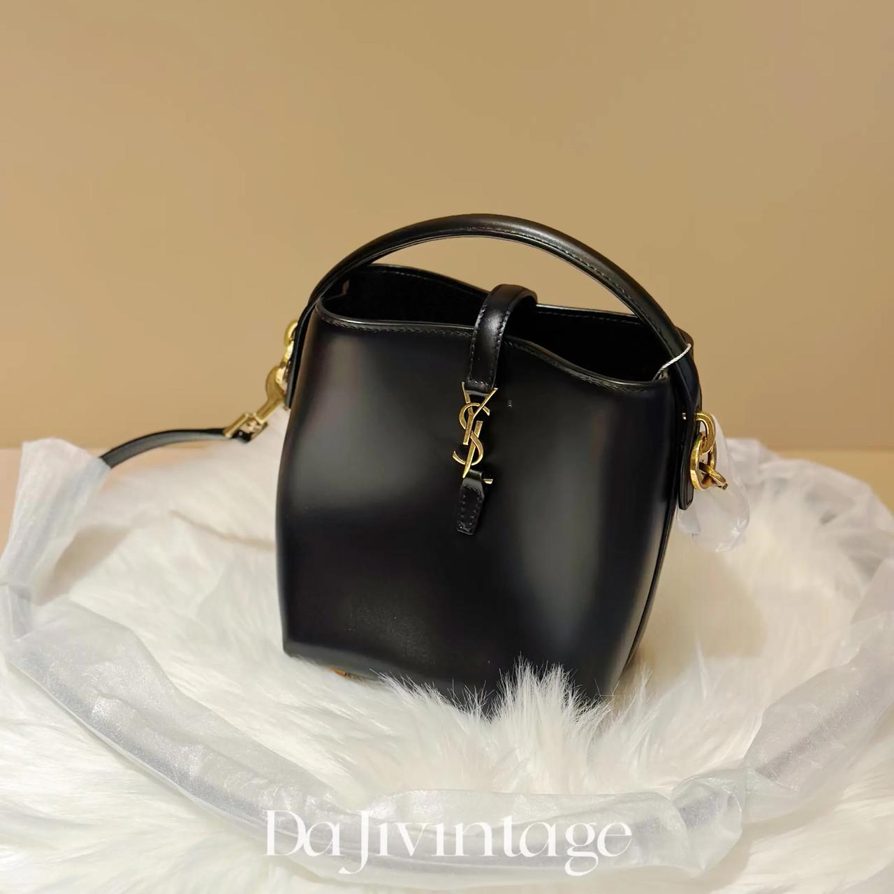 99新 YSL/圣罗兰 大吉中古/圣罗兰黑金mini水桶斜挎包