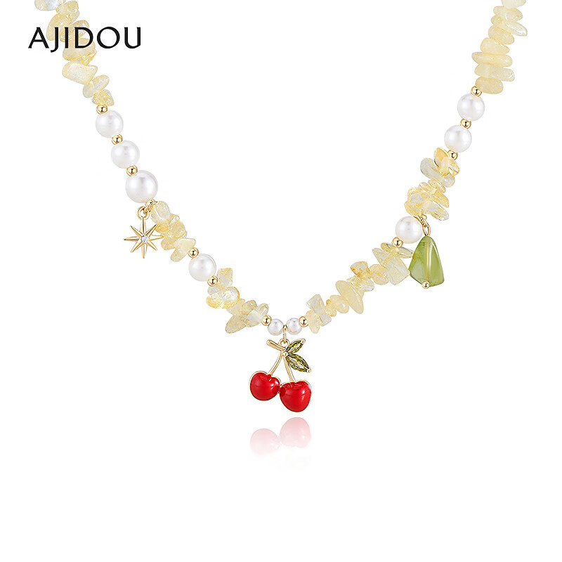AJIDOU阿吉豆项链女款时尚珍珠红樱桃星星短链