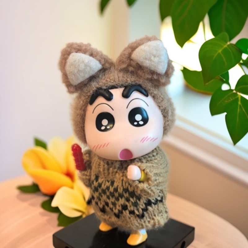毛衣款小新 棕小狸小新 可爱摆件 【含配件 含娃】