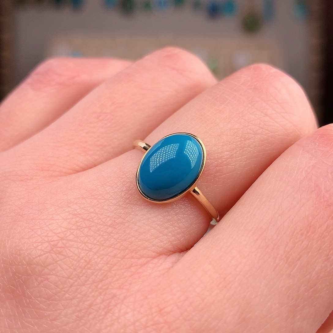 绿松石戒指18K金镶嵌