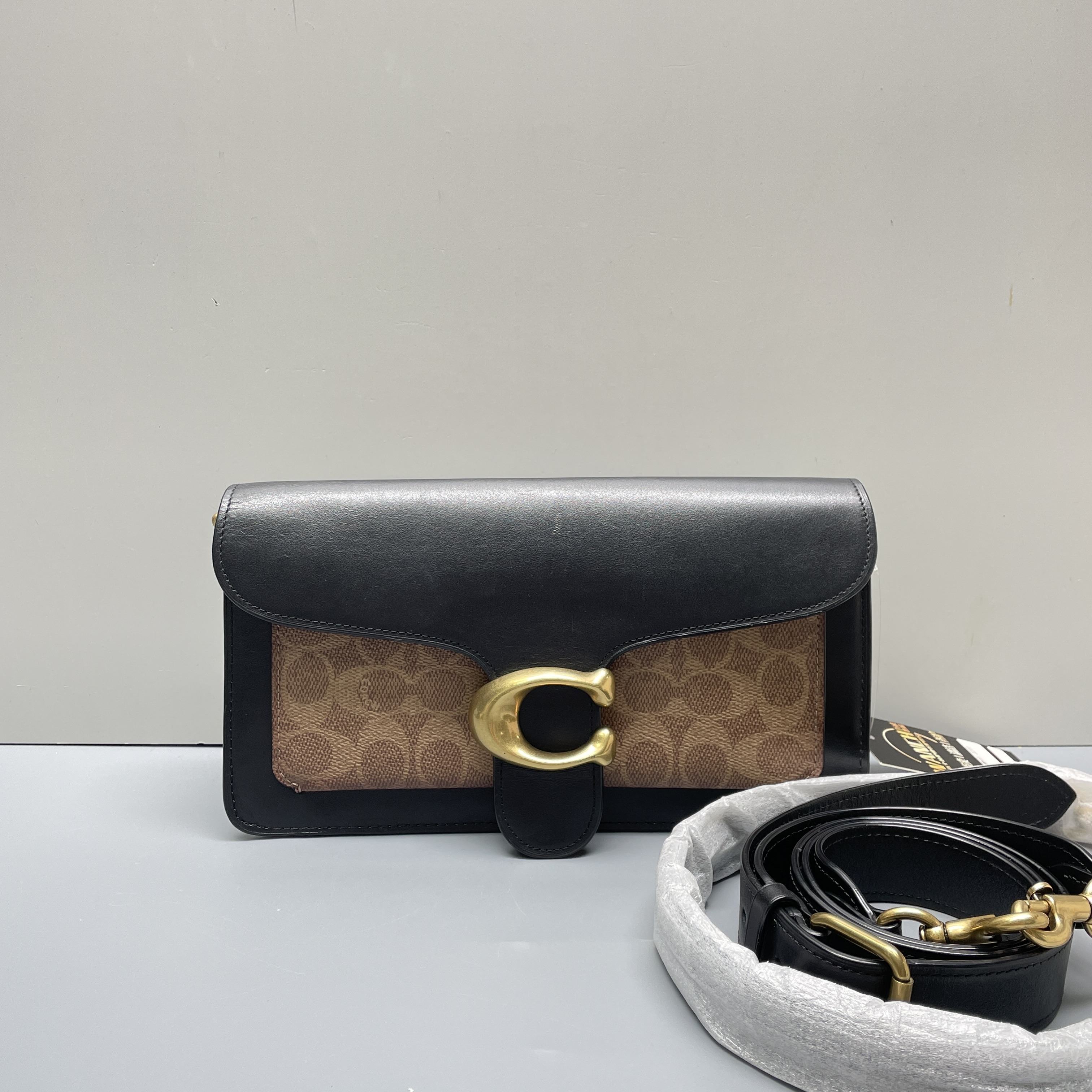 95新 COACH/蔻驰 tabby26黑拼老花酒神包26*14*7cmE111702黑色