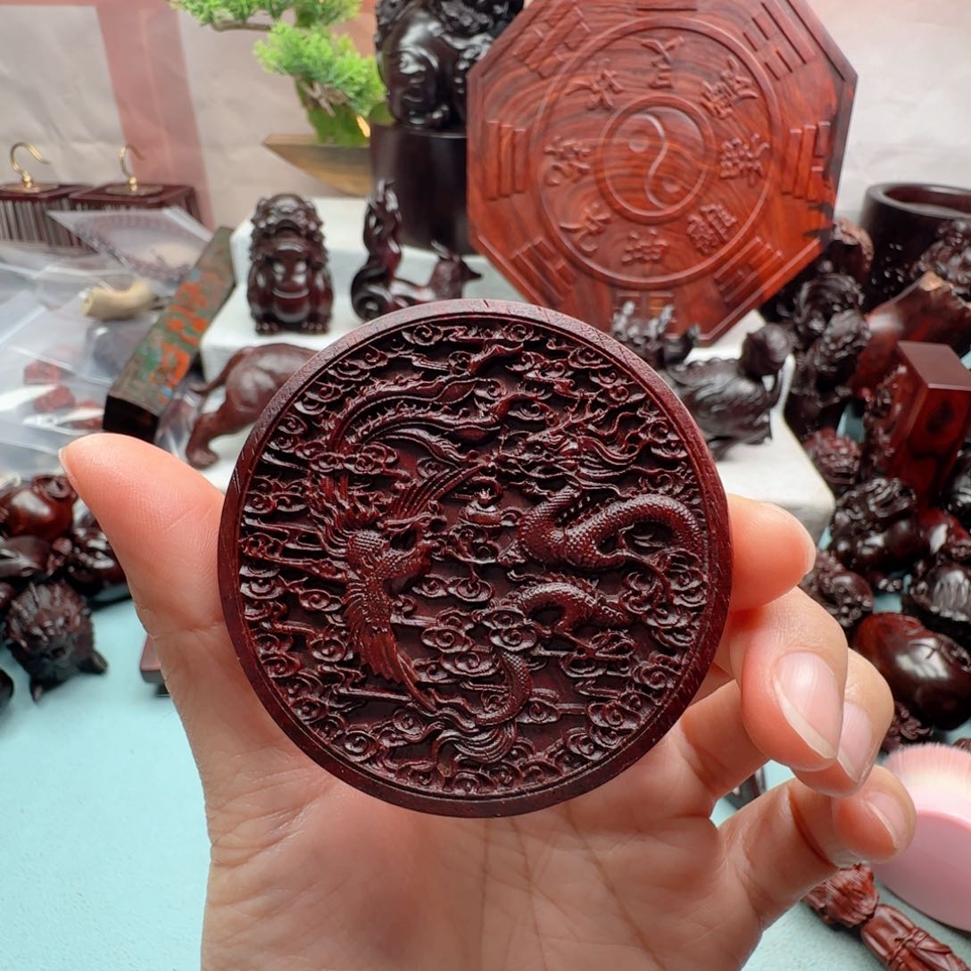 小叶紫檀把件用****2龙凤牌