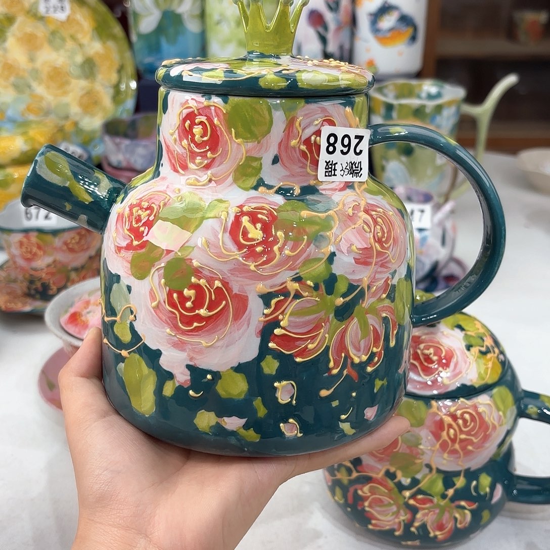 景德镇手绘高温釉下彩陶瓷茶具