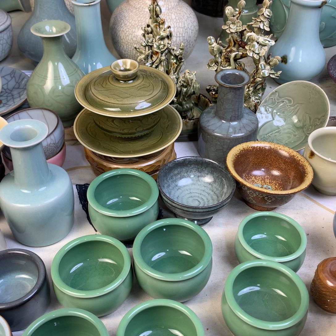 杯高*朋微瑕微瑕龙泉青瓷