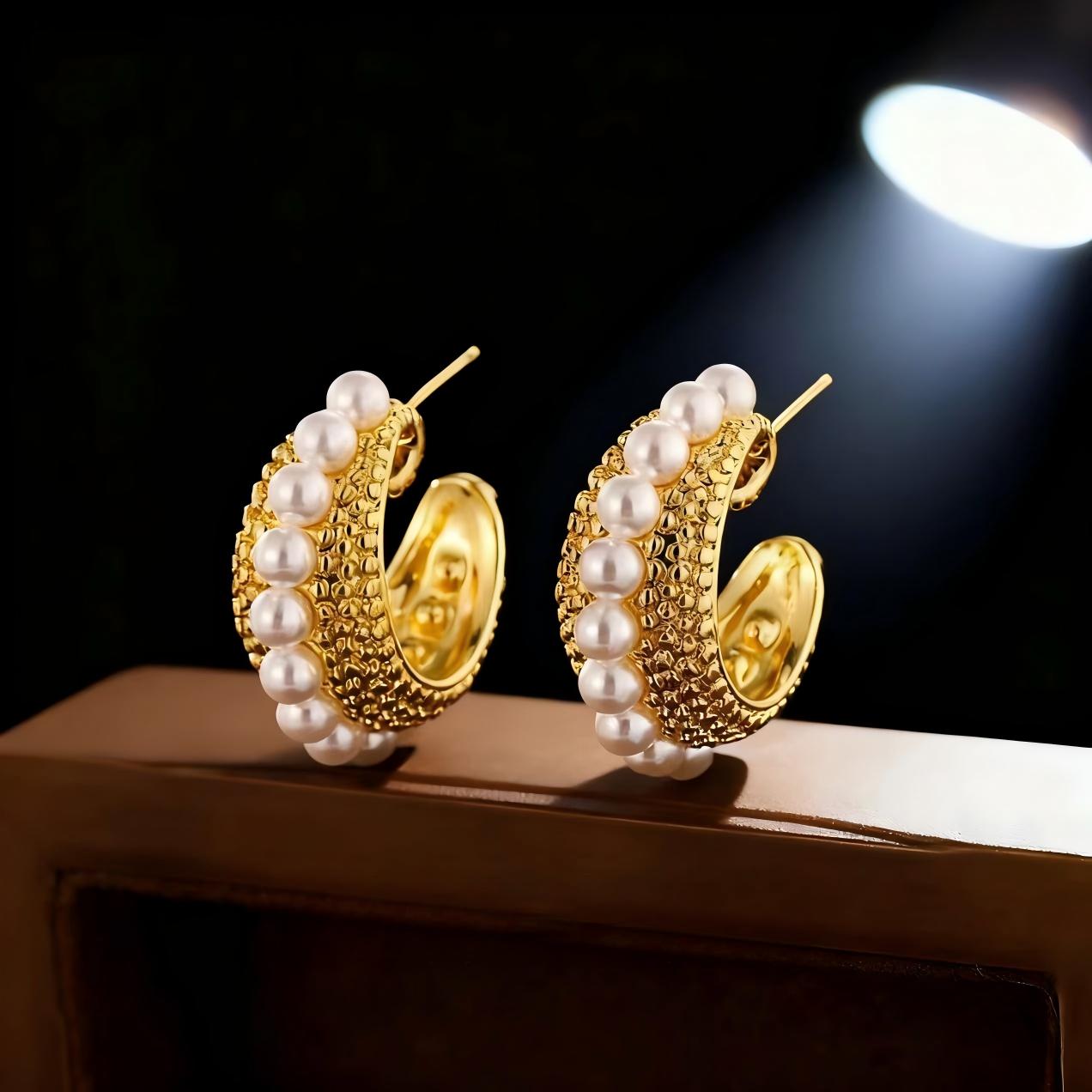 铜合金耳饰 HL085【TITI专属】法式温柔C形高级感中古风耳圈