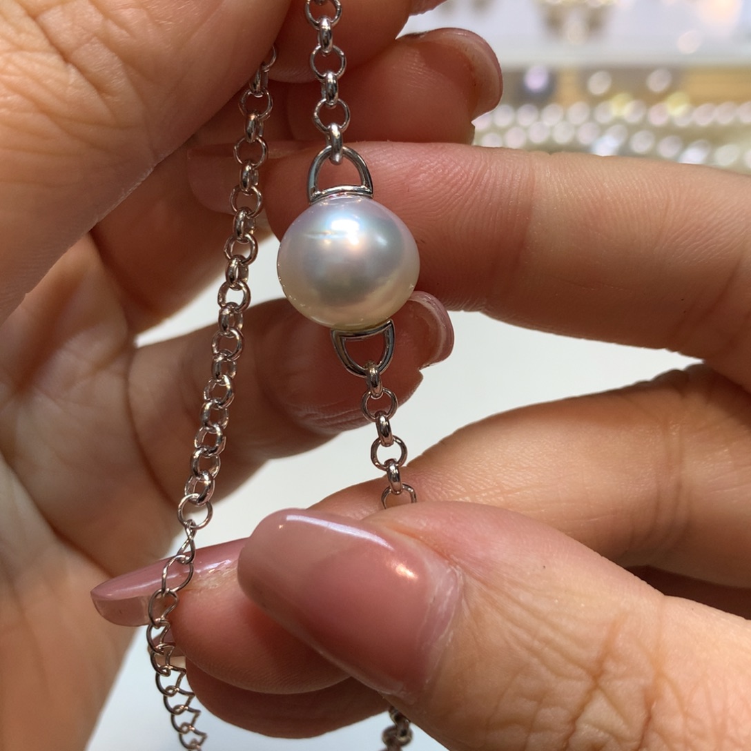 海水珍珠手链银S925镶嵌