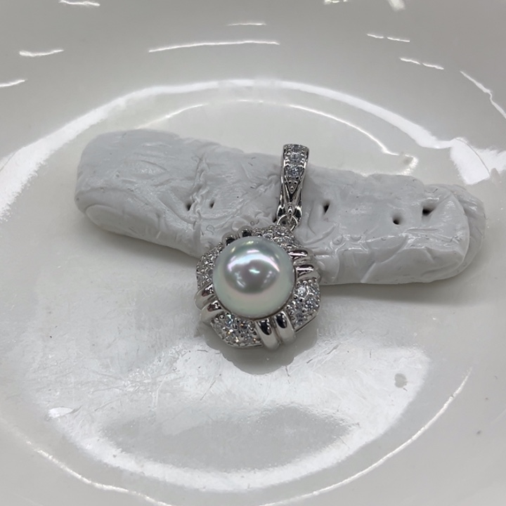 吊坠(不含链)银S925镶嵌海水珍珠9-10m