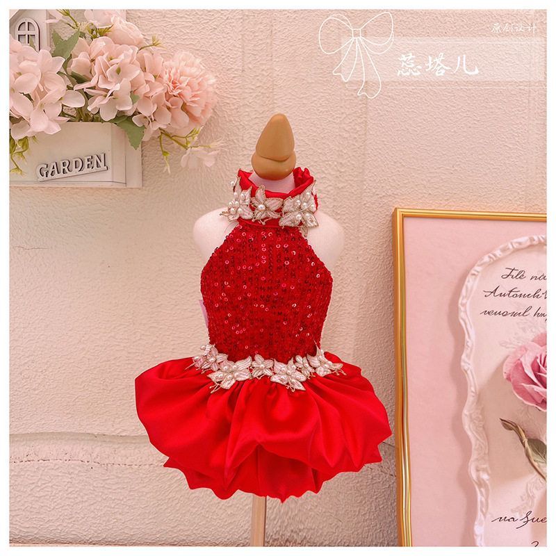 蕊塔儿马尔济斯连衣裙狗狗衣服公主裙礼服婚纱裙子比熊约克夏新年