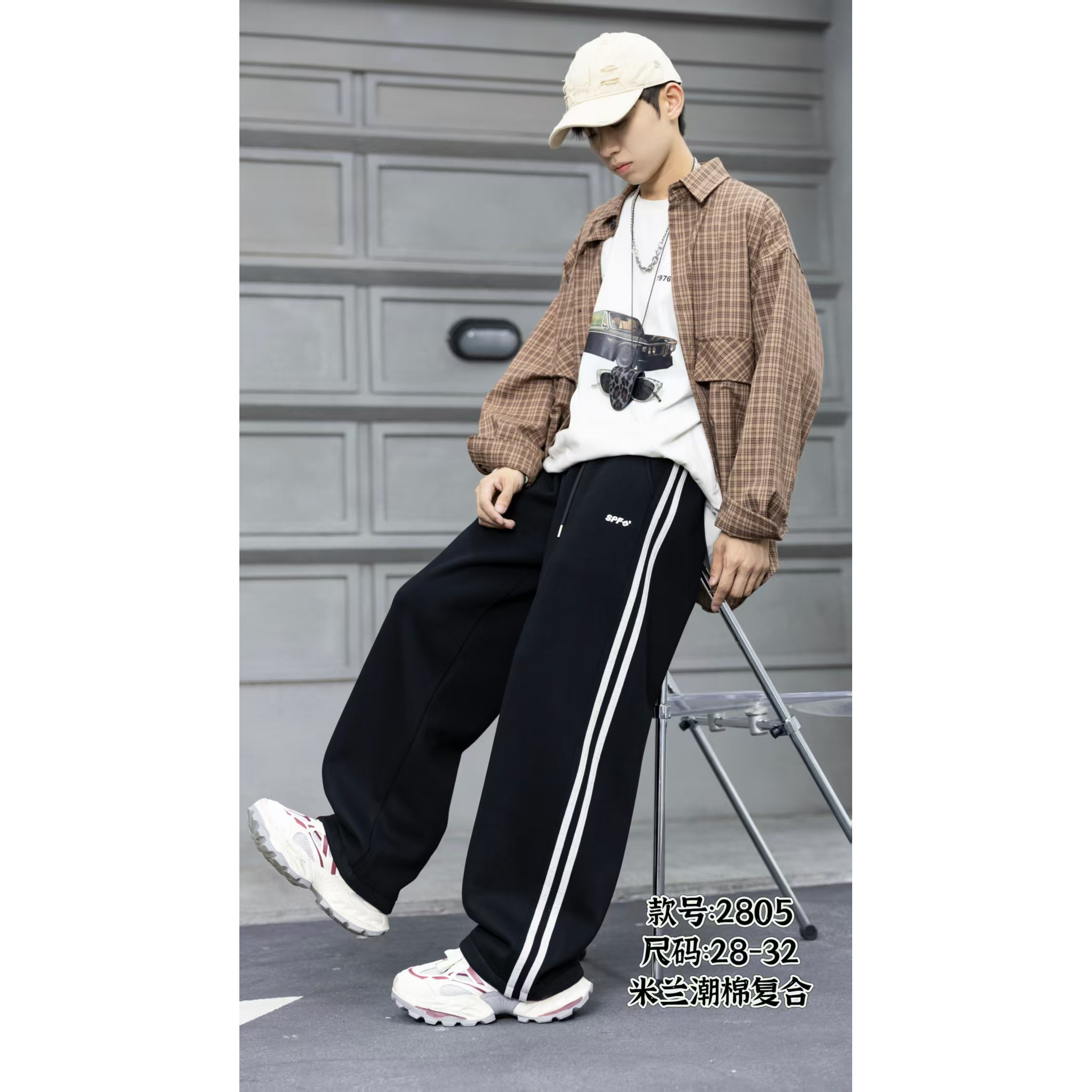 【2805-灰色】青少年童装秋冬一体绒运动卫裤