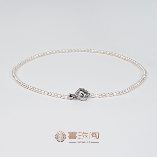 喜珠阁S925银淡水珍珠白珠baby全珠链