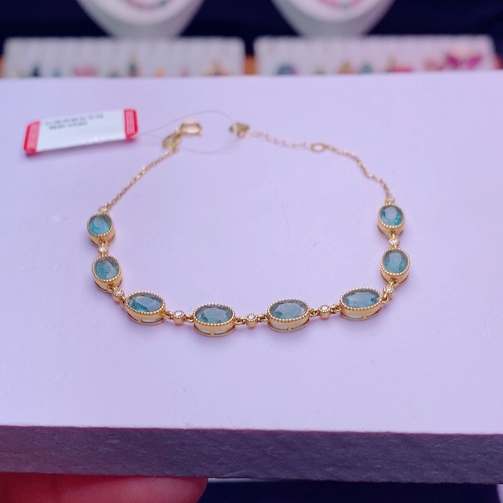 18K金镶嵌碧玺单圈手链m