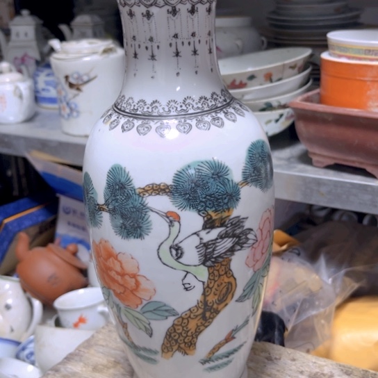 摆件手绘花瓶底部开片