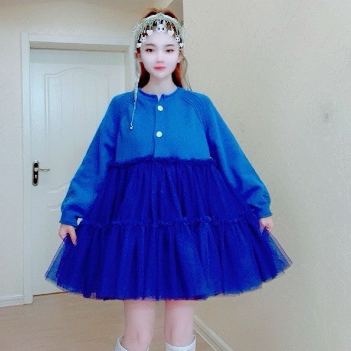 【面条仙仙】3511#高品质纱纱拼接针织开衫外套连衣裙