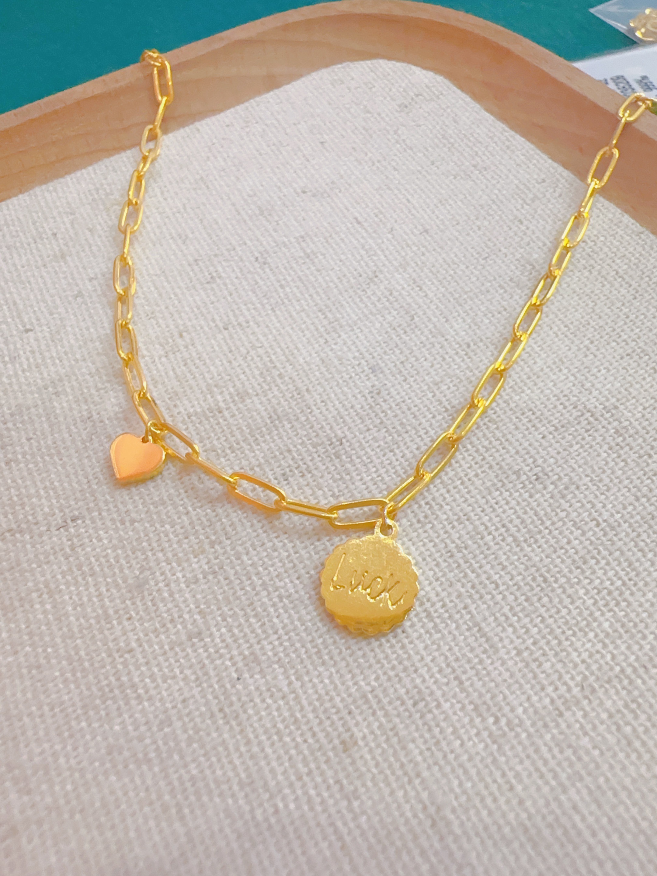 足金999LUCK爱心滴流手链5G黄金手链时尚百搭黄金手链5209