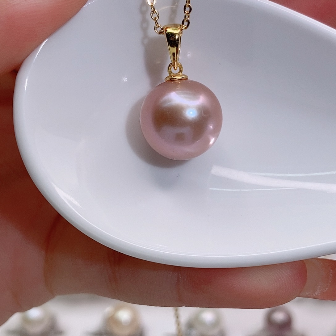 淡水珍珠银S925镶嵌颈饰12-13m微瑕