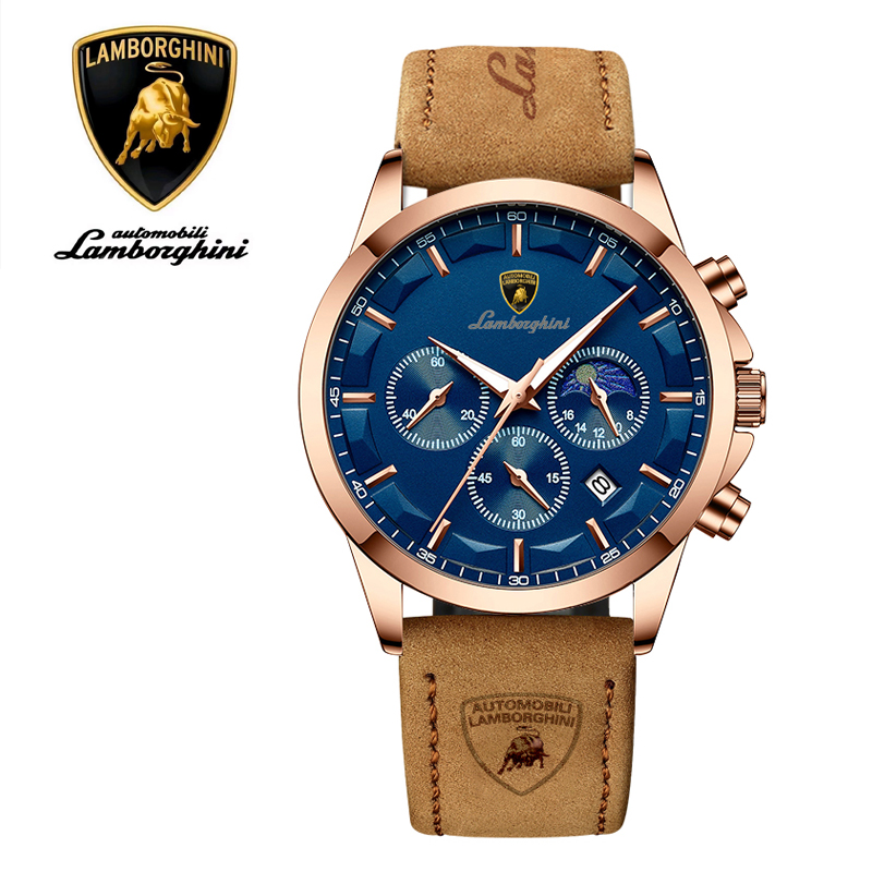 AUTOMOBILI LAMBORGHINI兰博基尼联名限定款928玫蓝真皮磨砂表