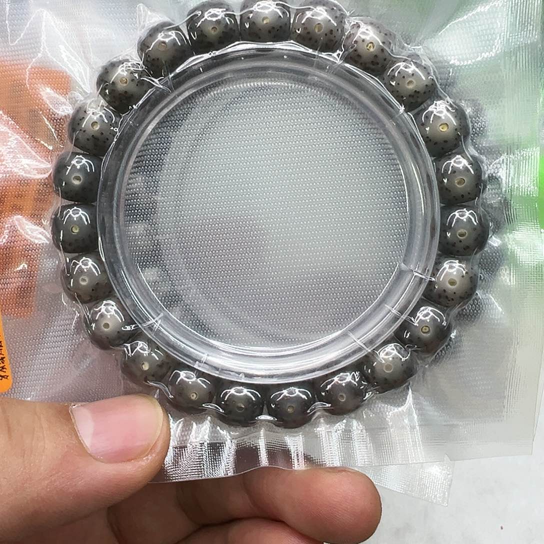 星月菩提手串25殿堂嗷嗷爆透黑冰石玉星月菩提单圈10