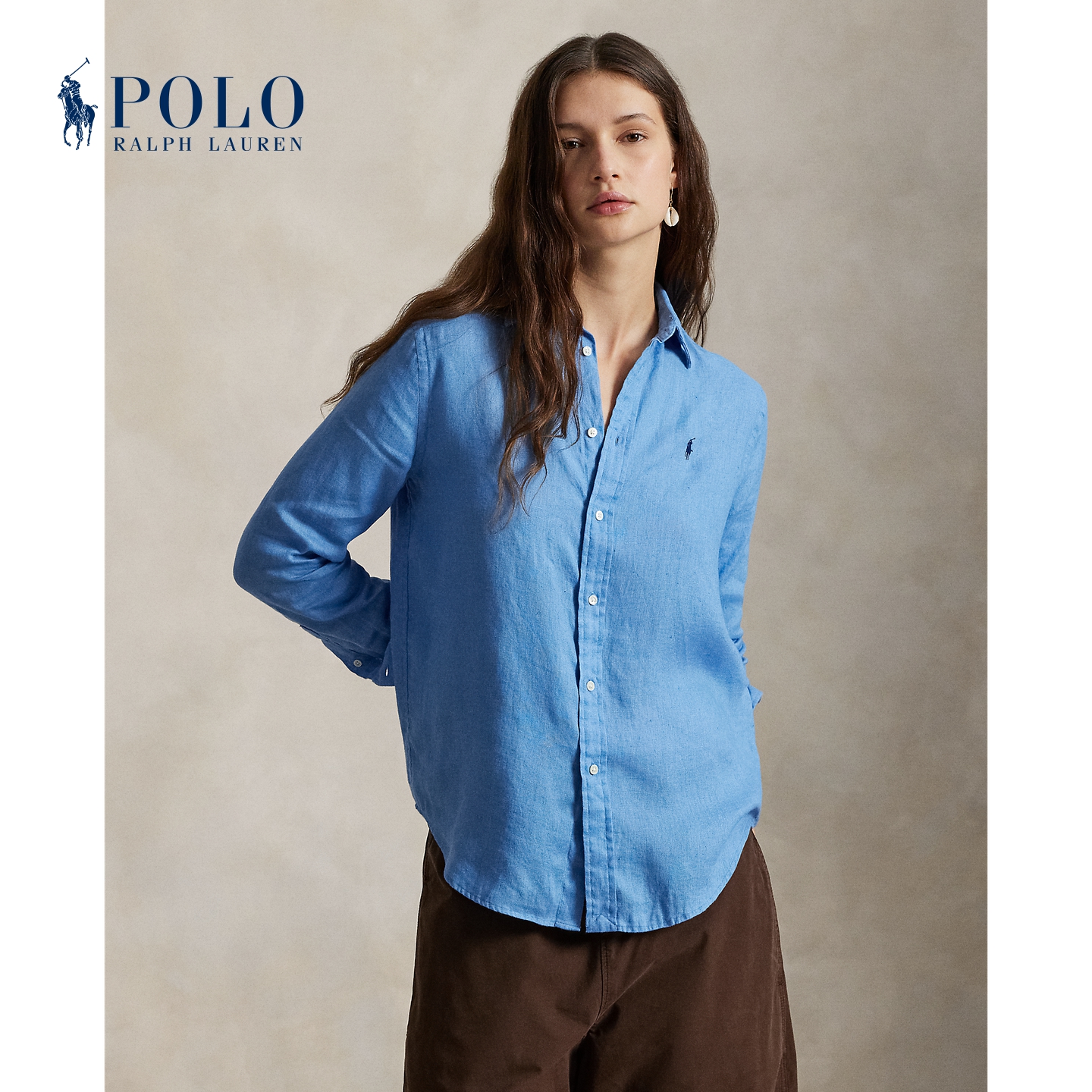 Ralph Lauren/拉夫劳伦女装 26年早春经典版型亚麻衬衫RL27497