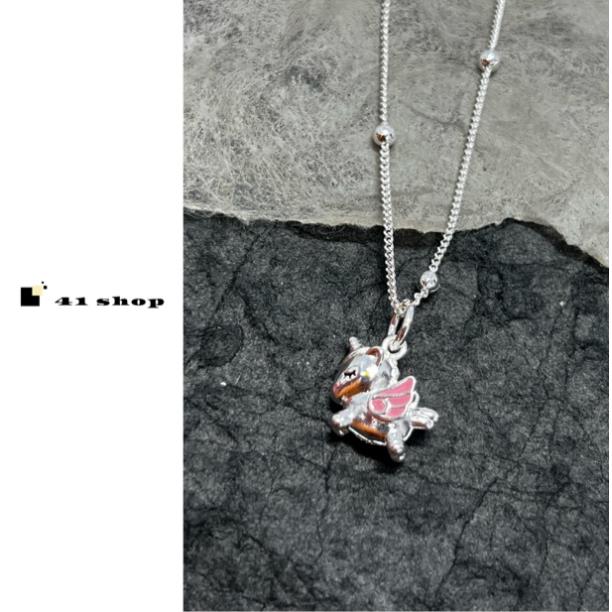 铜合金项链 B-1  粉粉独角兽项链