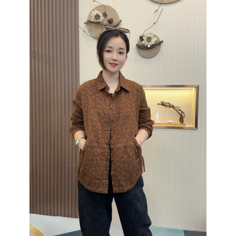 时尚妈妈装春季新款减龄显瘦宽松遮肉休闲小碎花短外套中老年上衣