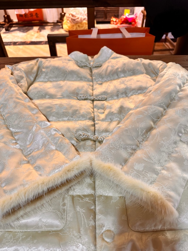 【麟韵华裳•新中式】新款人丝提花羽羽拼接水貂毛上衣