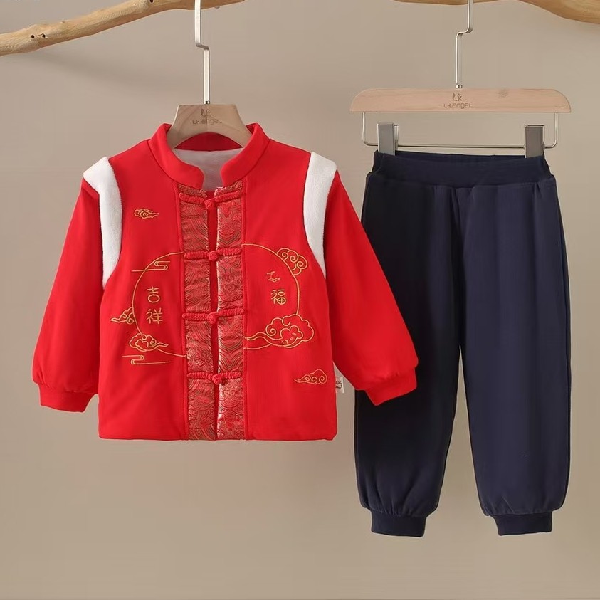 直播间新年年服拉k家中国风拜年服喜庆周岁礼服宝宝儿童婴儿男童