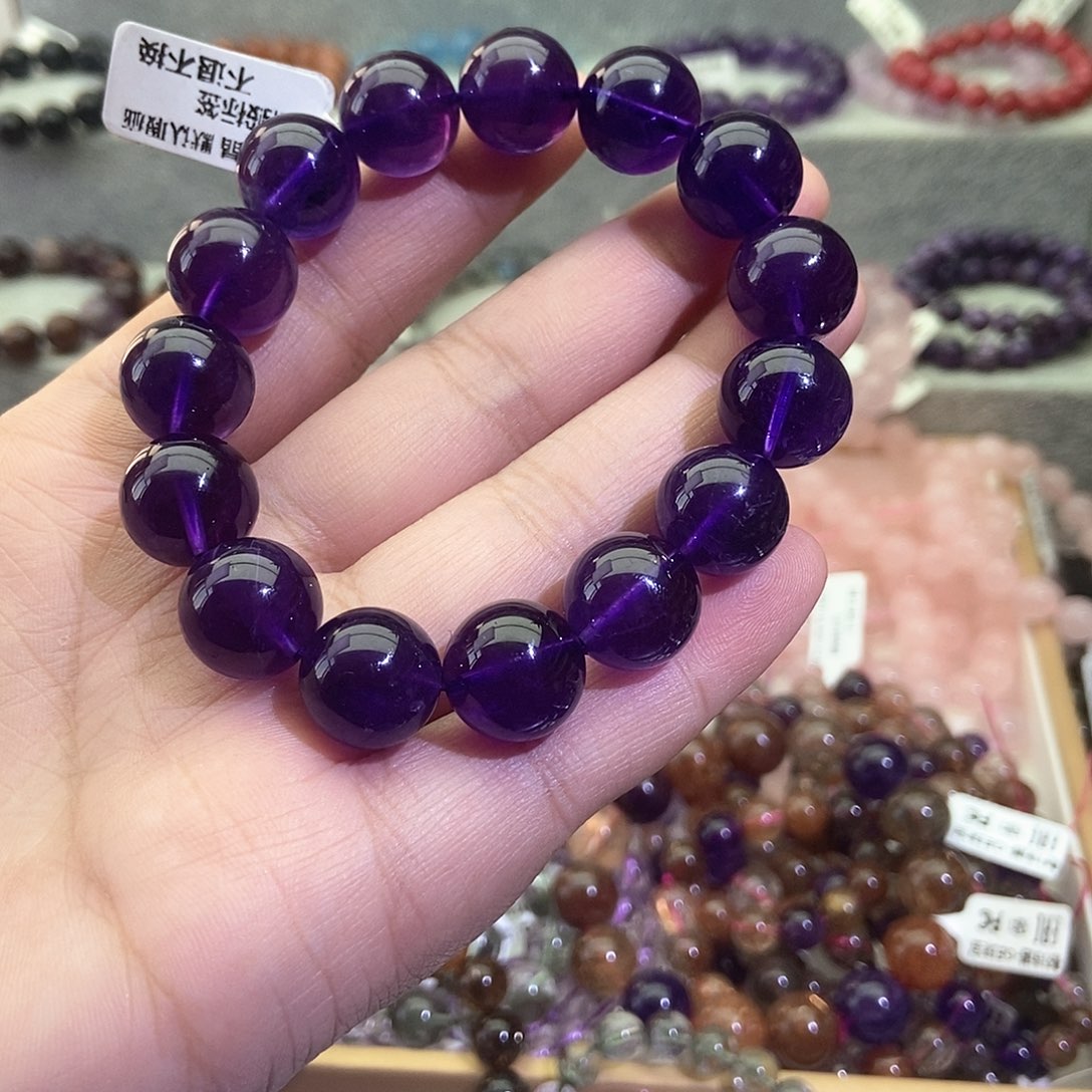 水晶手链未镶嵌范*饱毕业级乌拉圭紫水晶'14