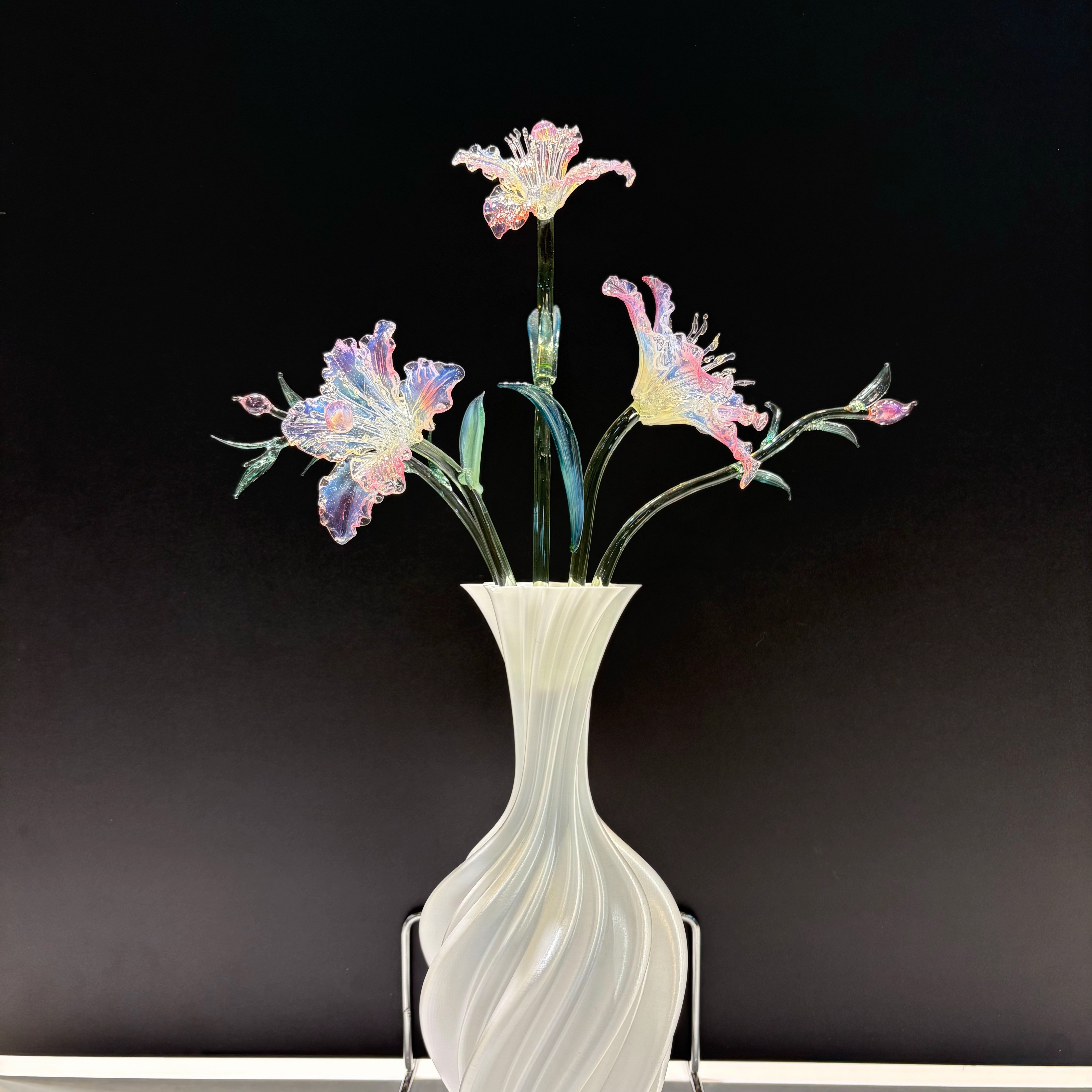 淄博琉璃018百合花【炫彩】纯手工烧制