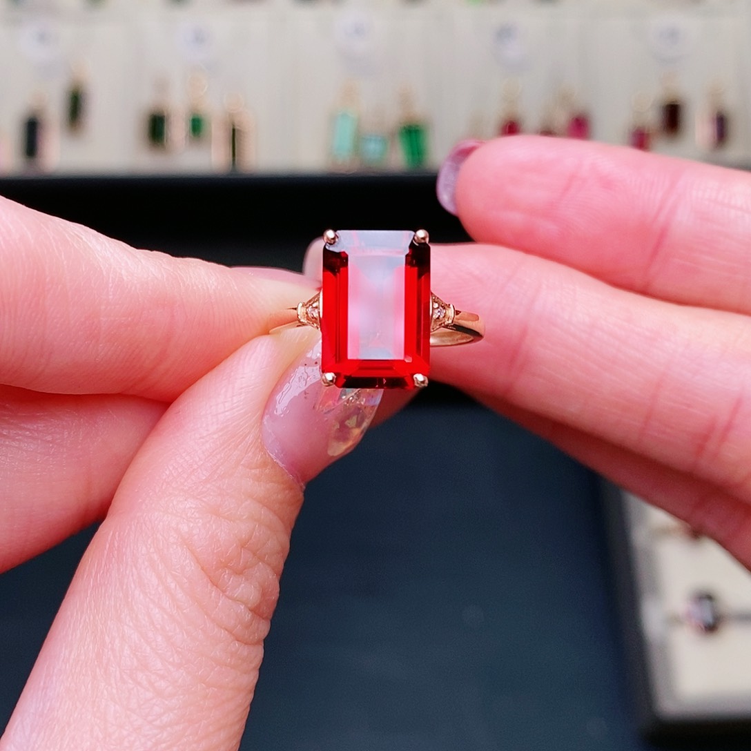 石榴石戒指18K金镶嵌?***