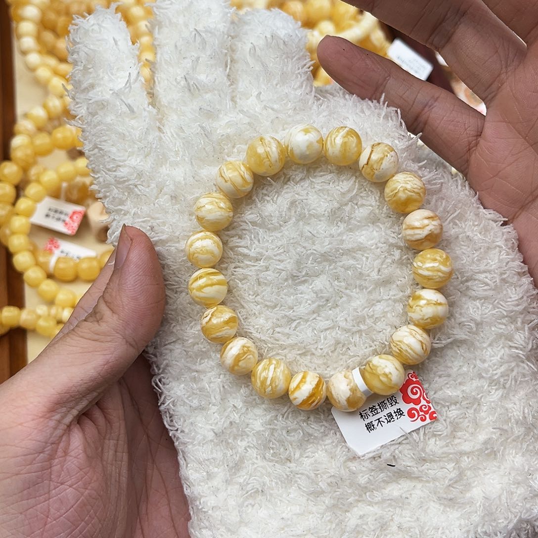 装****蜜蜡未镶嵌手串浓蜡虎皮10.5mm