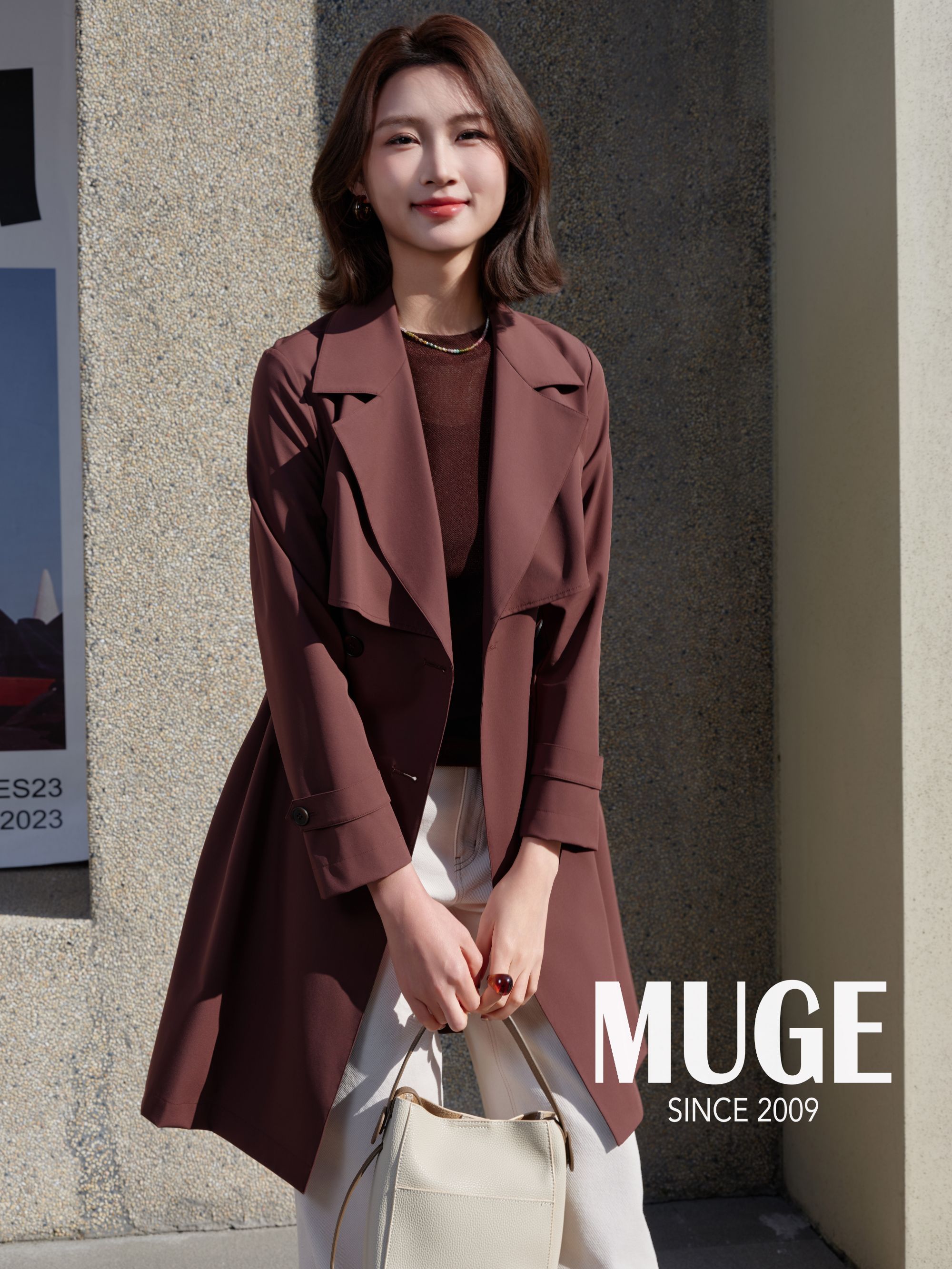 慕歌MUGE/中长款春秋欧美风风衣显瘦百搭抽绳机能风 522216
