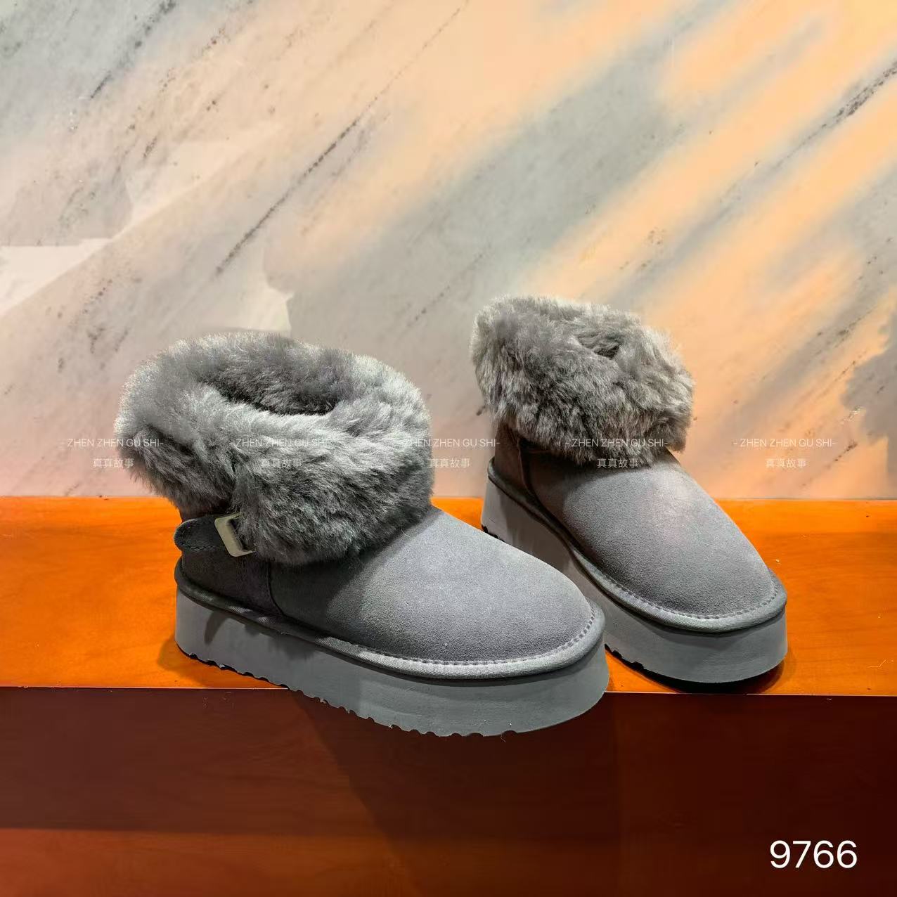 ZZGS【厚底加绒保暖加厚中筒靴雪地靴女新款冬季东北大棉鞋】9766