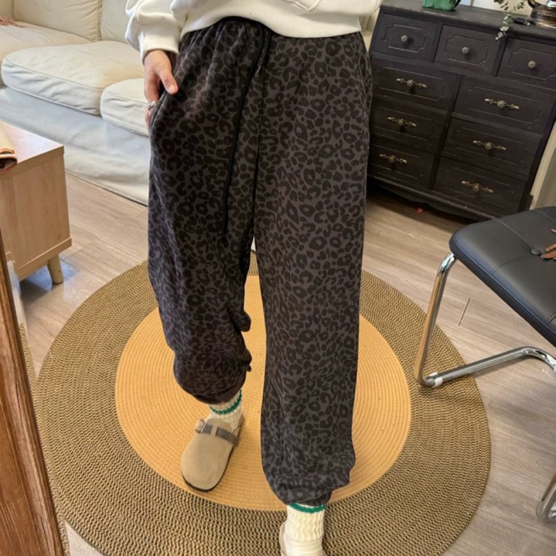 客户订单磨毛可外穿/可居家豹纹加绒卫裤！秋冬保暖神器！