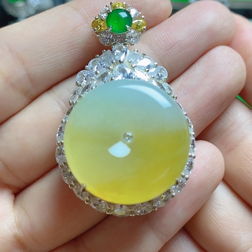 【闪购商品】翡翠银S925镶嵌挂件平安扣